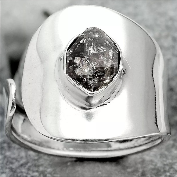Jewelry - Herkimer diamond sterling silver ring adjustable